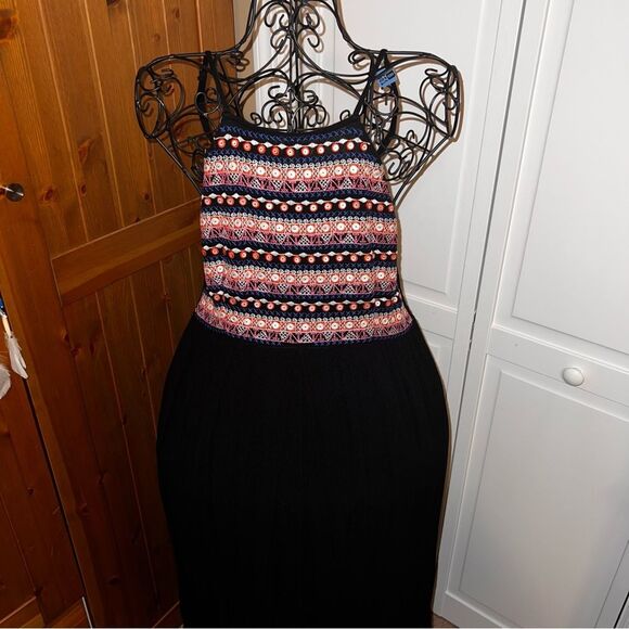 DESIGN LAB Black Embroidered Boho Maxi Dress, Size M - Picture 3 of 6